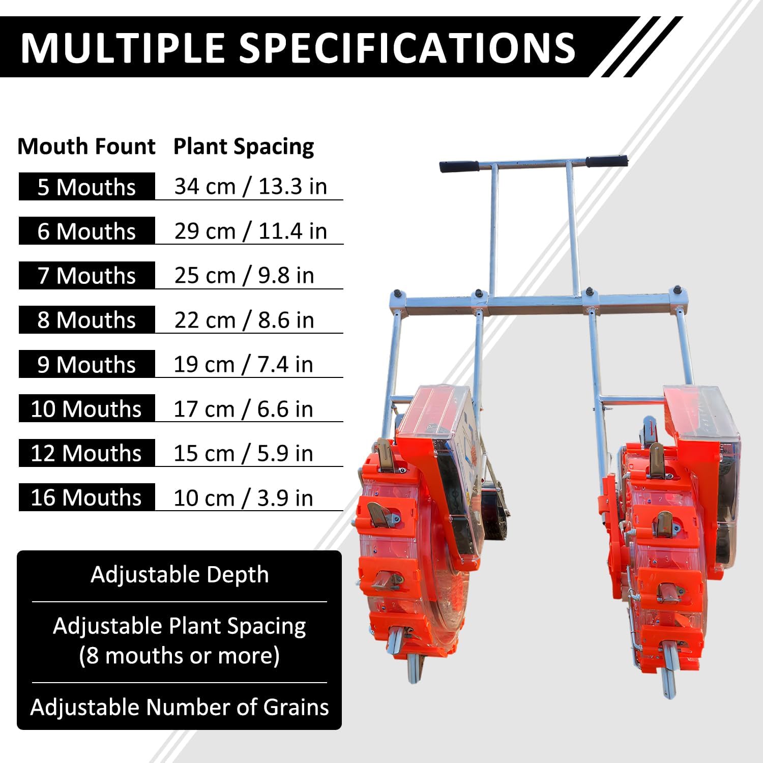 Portable Hand-Push Dual Row Seeder for Garden & Farm, Precision Push Planter for Corn, Soybean, Peanut – 8 & 10 Mouth Options, Easy to Use, Efficient Gardening Tool