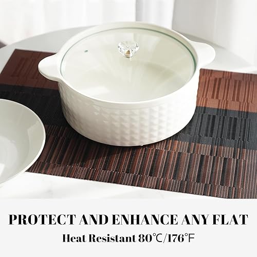 Miniatura 4 de Juego de 4 manteles individuales tejidos de viniloplástico para mesa de cocina, interiorexterior, lavable, manteles individuales lavables para mesa