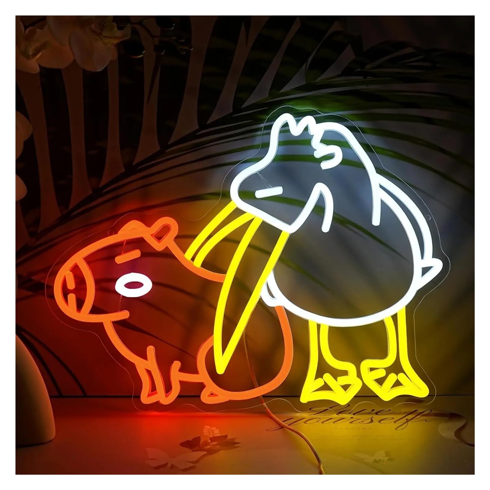 RONGCH Hanging Art Signs Capybara Pelican Neon Sign Wall Art Decoration for Gameroom Bedroom Livingroom Bar Party 48x36cm