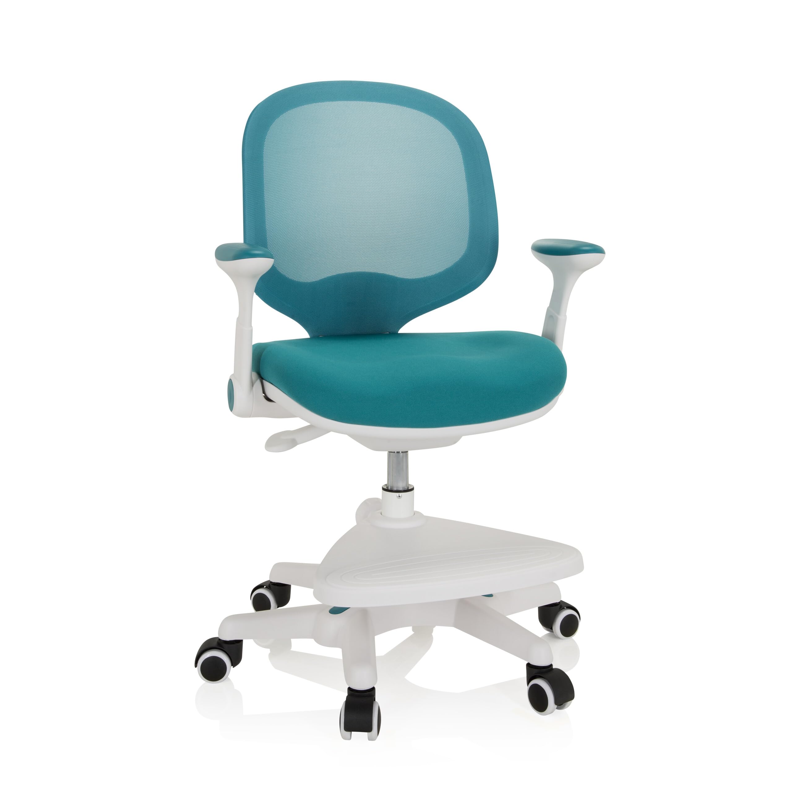 hjh OFFICE Silla para niños Silla giratoria Kid Ergo Tela/Tejido de Malla Práctico reposapiés Regulable en Altura Azul