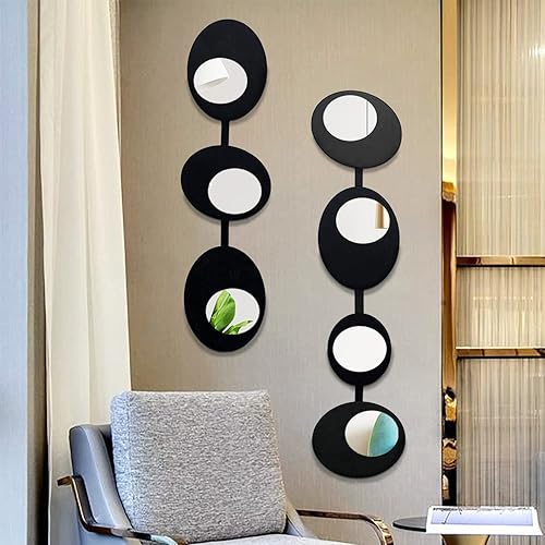 LiveInUrban Decoración de pared moderna retro de mediados de siglo para dormitorio, sala de estar, diseño ovalado plateado, 7 unidades