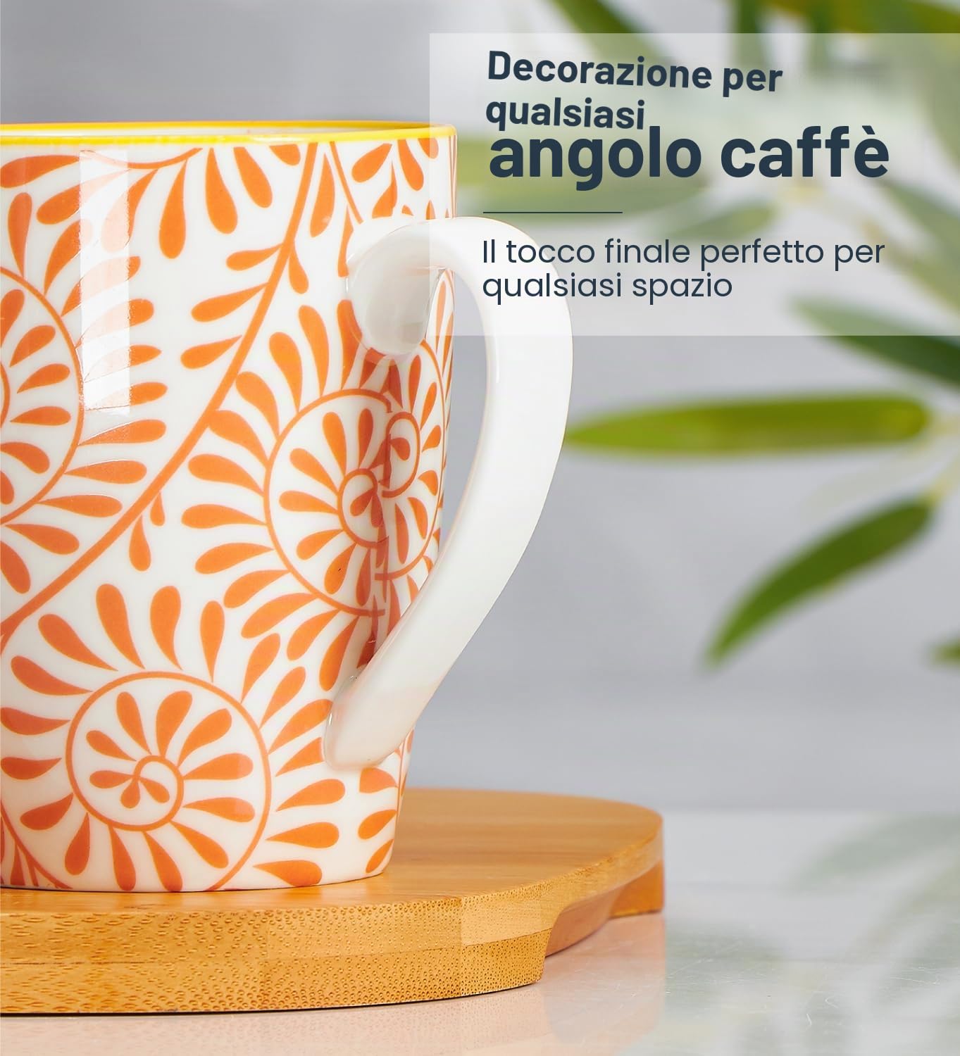 ONEMORE Set di 6 Tazze da Caffè - Set di Tazze in Ceramica da 355 ml - Tazze Grandi per Tè, Caffè e Cioccolata Calda