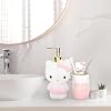 Set de termo y dispensador de jabón Jay Franco Hello Kitty - Colección rosa de 2 piezas incluye bomba de loción de resina y vaso - Decoración de baño 7