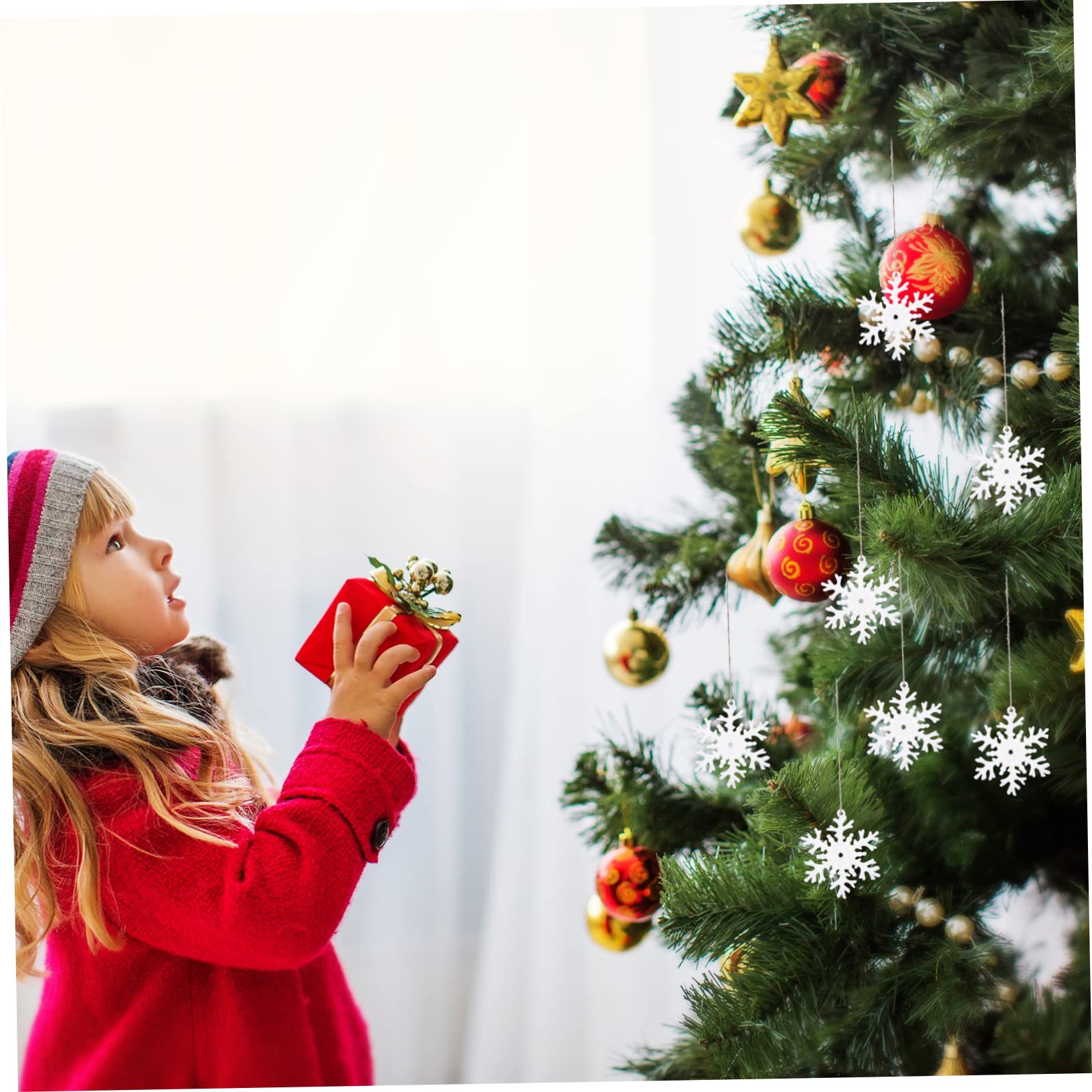 Alipis 144stücke Weihnachtsbaum Schneeflocken Ornament Weiße Transparente Hängende Dekorationen Für Festliche Anlässe Schneethema Weihnachtsdeko Für Zuhause Und Partys