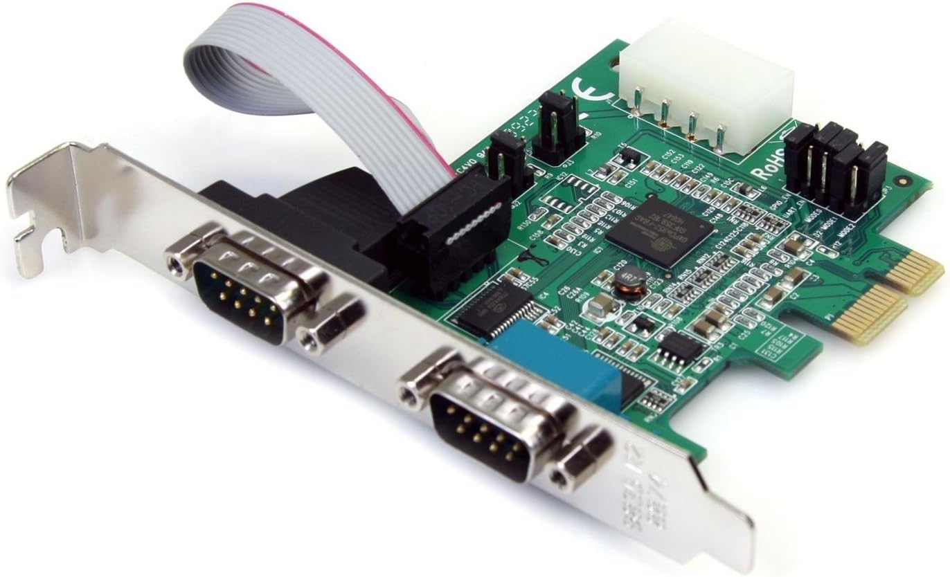 StarTech.com 2 Port Native PCI Express RS232 Serial Adapter Card with 16950 UART (PEX2S952),Green