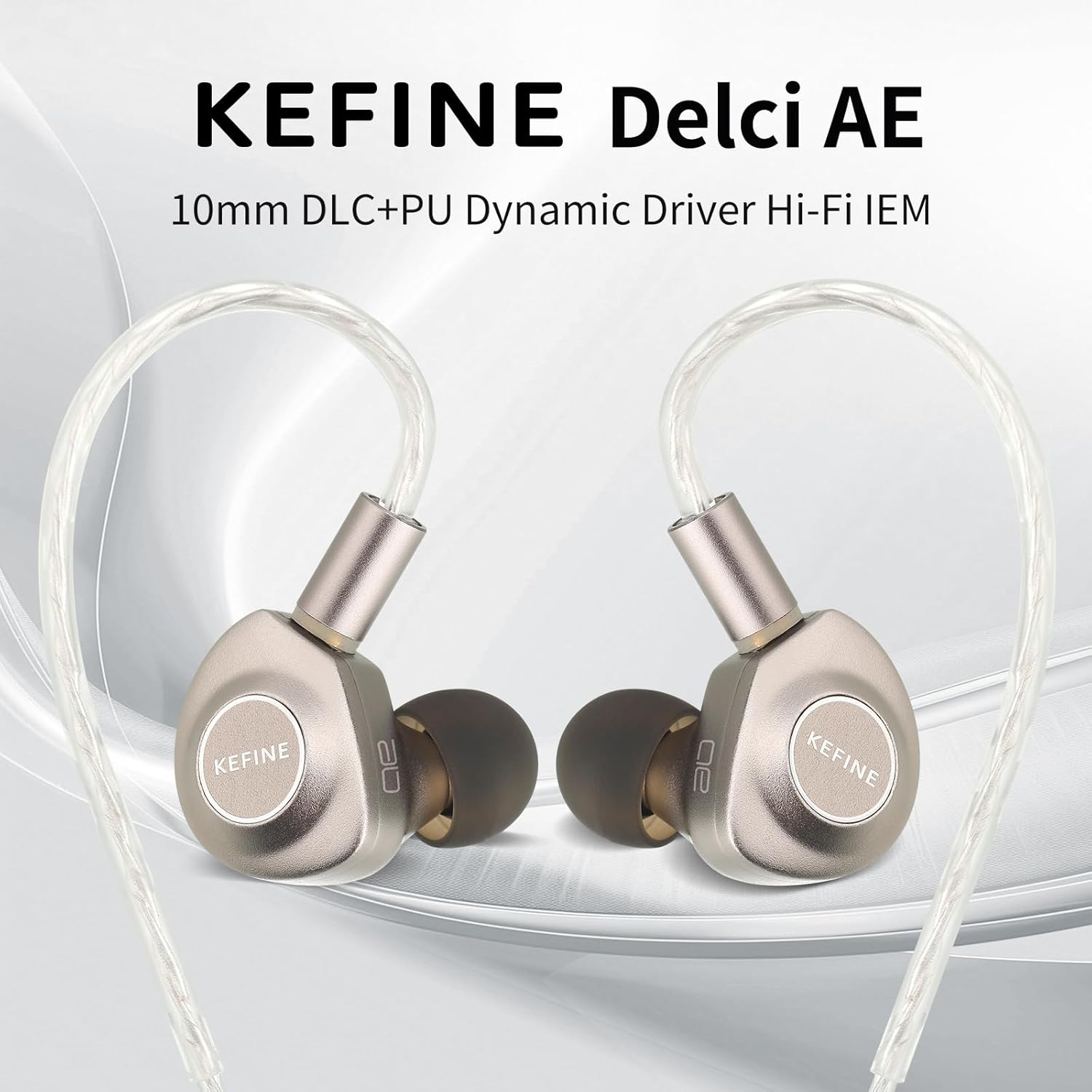 Delci AE Hi-Fi IEMs, 10mm DLC+PU Dynamic Driver in-Ear Monitors with Interchangeable Tuning Nozzles, CNC Aluminum Wired Earphones, Detachable Hybrid 164-Core Silver-Plated Cabl (Silver, 3.5mm)