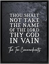 Artery8 Ten Commandments Not In Vain Bible Quote Black Framed Canvas Wall Art Print 18X24: Reverent scripture print, elegant décor for homes or places of worship