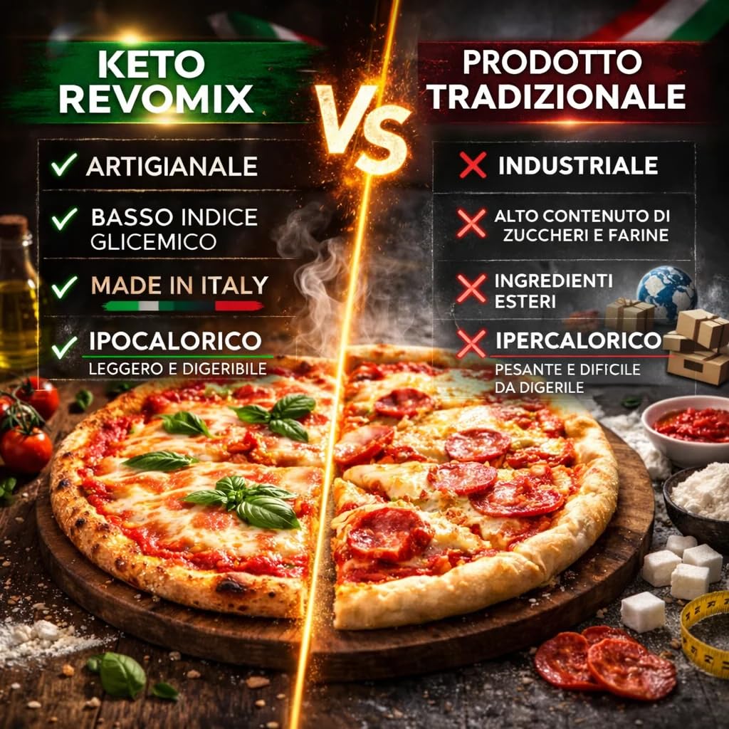 Revo Mix Farina Keto | Preparato Pizza Low Carb | Keto Friendly | Basso Indice Glicemico | Ricco Proteine | Artigianale | Ipocalorico | Made in Italy | 2 CONFDA 500G