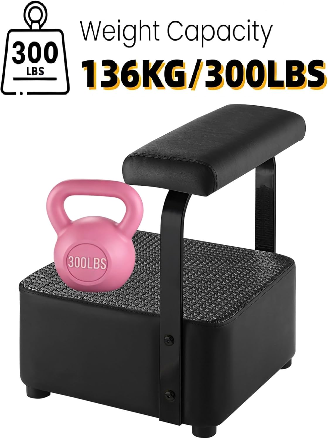 Independent Footrest for Backwash Beauty Spa Shampoo Bowl and Chair Set,Footstool for Spa Beauty, Ottoman for Shampoo Station Chair in Salon and Spa (Black)