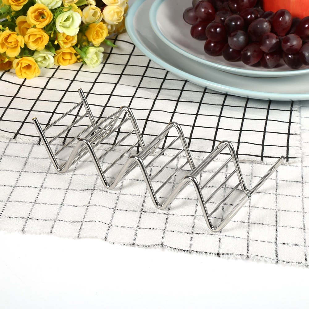Porta Taco Acciaio Inox 4-5 Slot - Supporto Per Tacos, Burrito, Senza Disordine - Foto 11