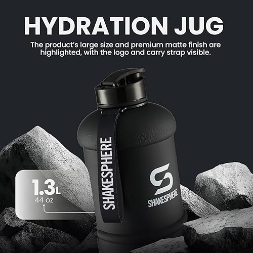 Miniatura 3 de SHAKESPHERE Botella de agua deportiva grande  Botella de hidratación sin BPA, color negro, ideal para deportes, camping, al aire libre, ciclismo y