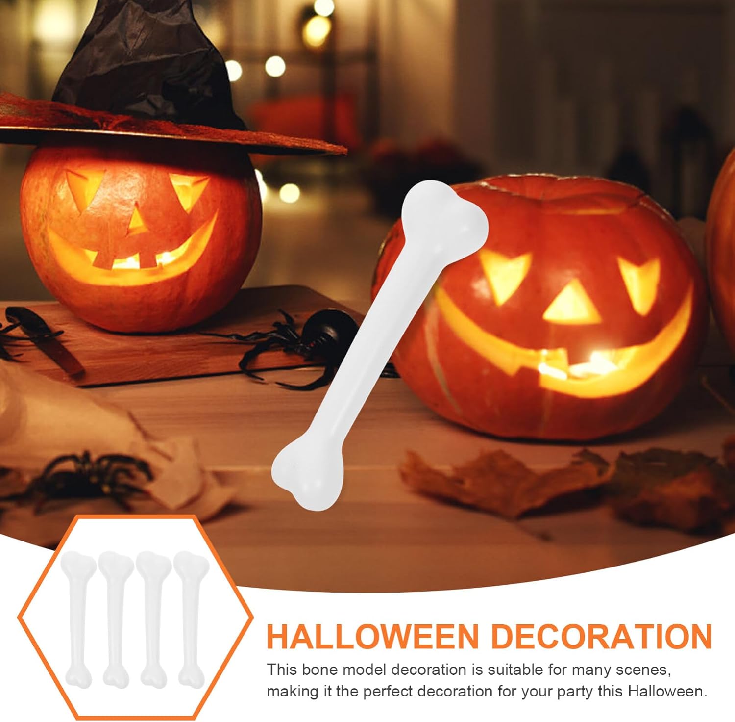 Abaodam Plastic Bones 4Pcs Halloween Props Cosplay Props Fake Human Skeleton Plastic Bones Tricky Toys Model Dog Toy Halloween Party Decor (4Pcs, White) Skeleton