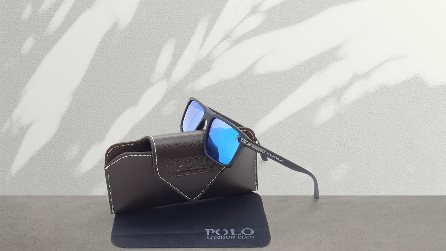Óculos de Sol Casual Polarizado Masculino Polo London Club, Lente UV400 Kit contém Case Couro ECO