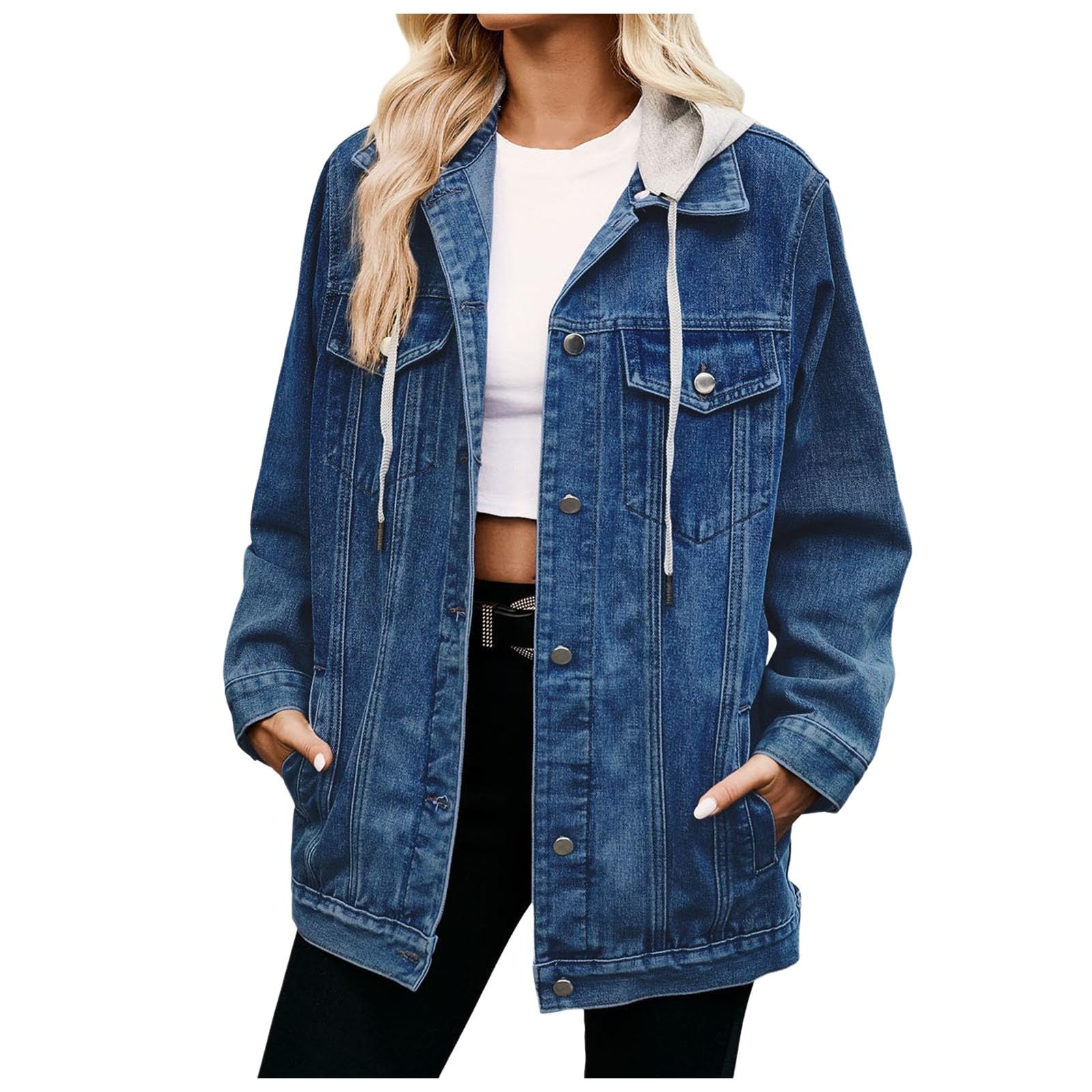 Mi-Long Trench Coat a doppio petto con cintura primavera autunno cappotto antivento donna giacca donna mezza stagione chic corta cappotto impermeabile donna cappuccio