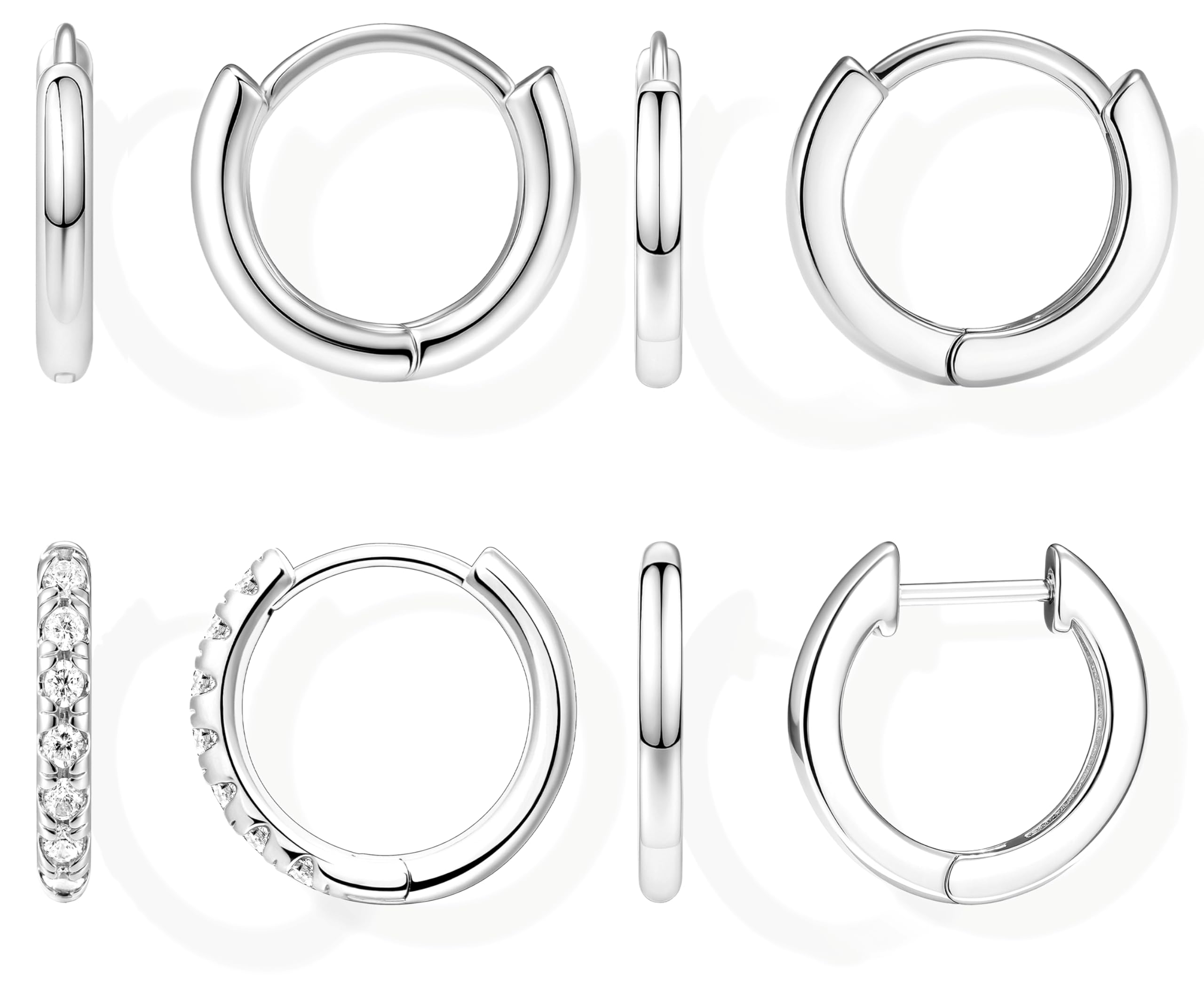 Small Gold Huggie Hoop Earrings Set for Women Men Hypoallergenic 14K Plated Stack Cartilage Earrings, Sterling Silver Multiple Piercing Lightweight Mini Thin Cute Dainty Trendy Jewelry Gifts for Women