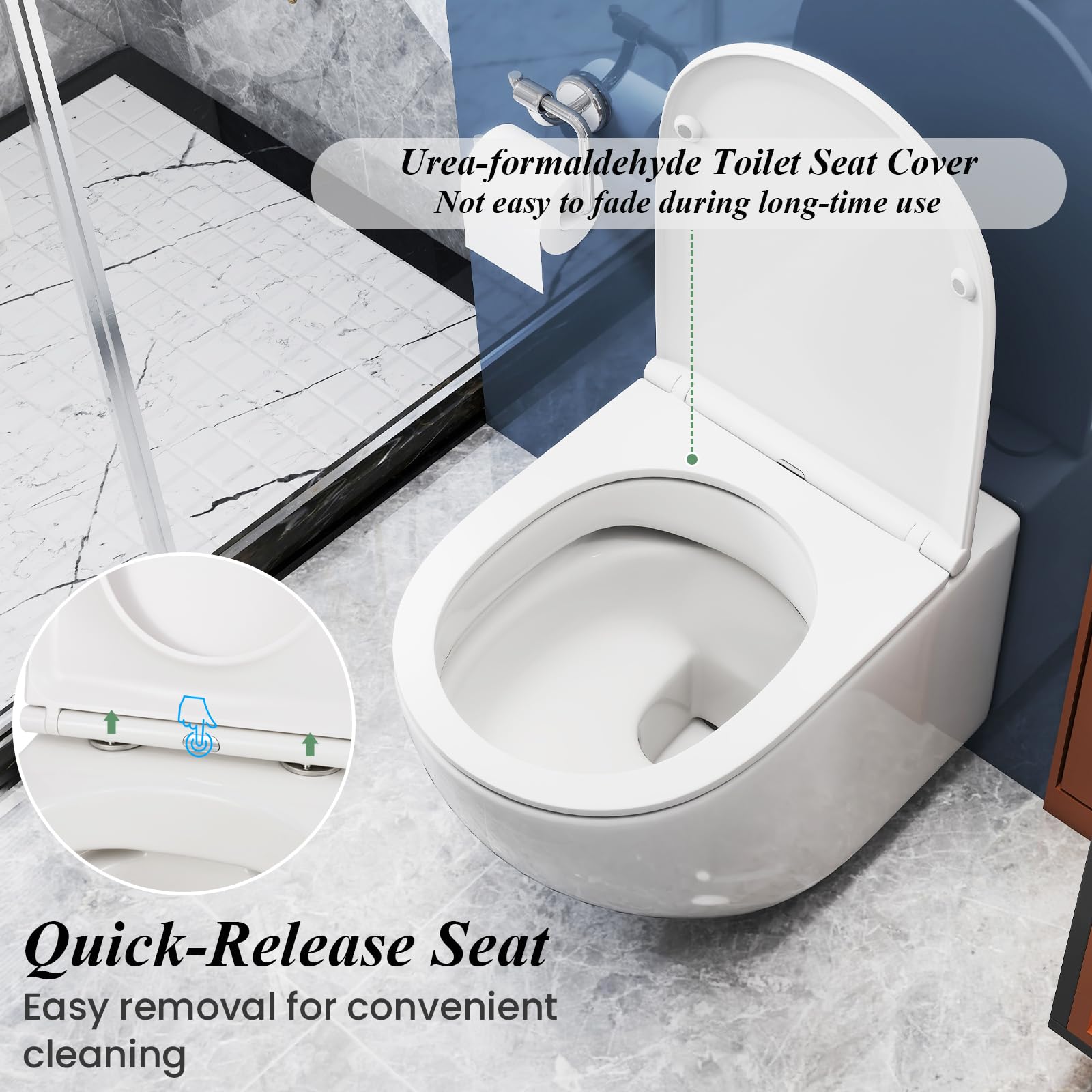 LIFEZEAL Water Sospeso, Sanitari a Muro, Incasso WC, Toilette, con Copriwater a Chiusura Rallentata, Sedile, Kit di Montaggio, Sistema di Doppio Scarico, Risparmio di Acqua, Pulizia Facile, Ceramica