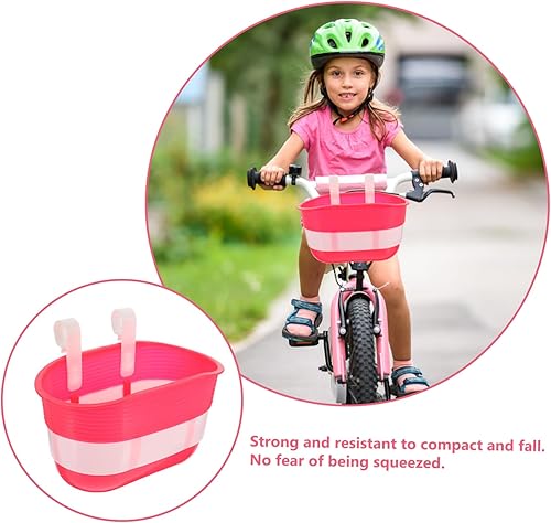Miniatura 6 de BESPORTBLE Cesta de scooter para niños, linda caricatura, bicicleta, crucero, manillar delantero, cesta de transporte, accesorios color rosa