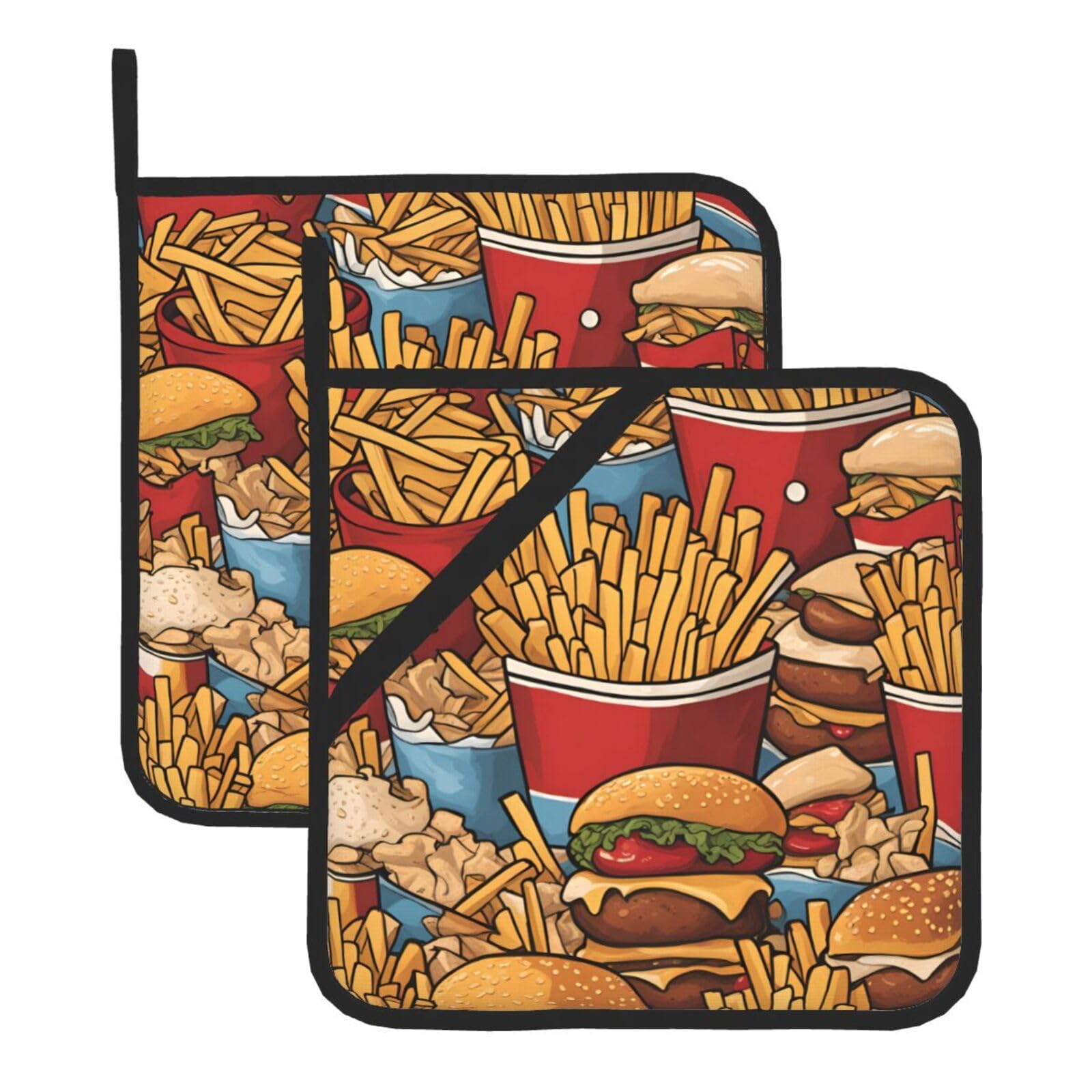 Lots of cute fries Square Heat Resistant Trivet Set Thick and Durable for Baking Barbecue Cookware Oven