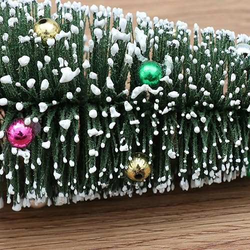 Miniatura 4 de PRETYZOOM Mini botella de árbol de sisal, árboles de Navidad de mesa, árboles de cepillo, árboles helados de nieve, árbol de pino en miniatura con