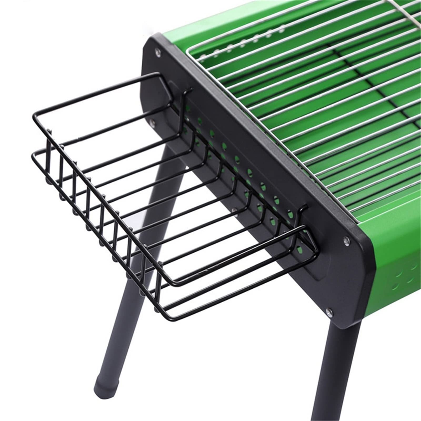 Przenośny grill na węgiel drzewny do gotowania na świeżym powietrzu, idealny na kemping, pikniki i imprezy ogrodowe, zawiera wygodną półkę na narzędzia kuchenne