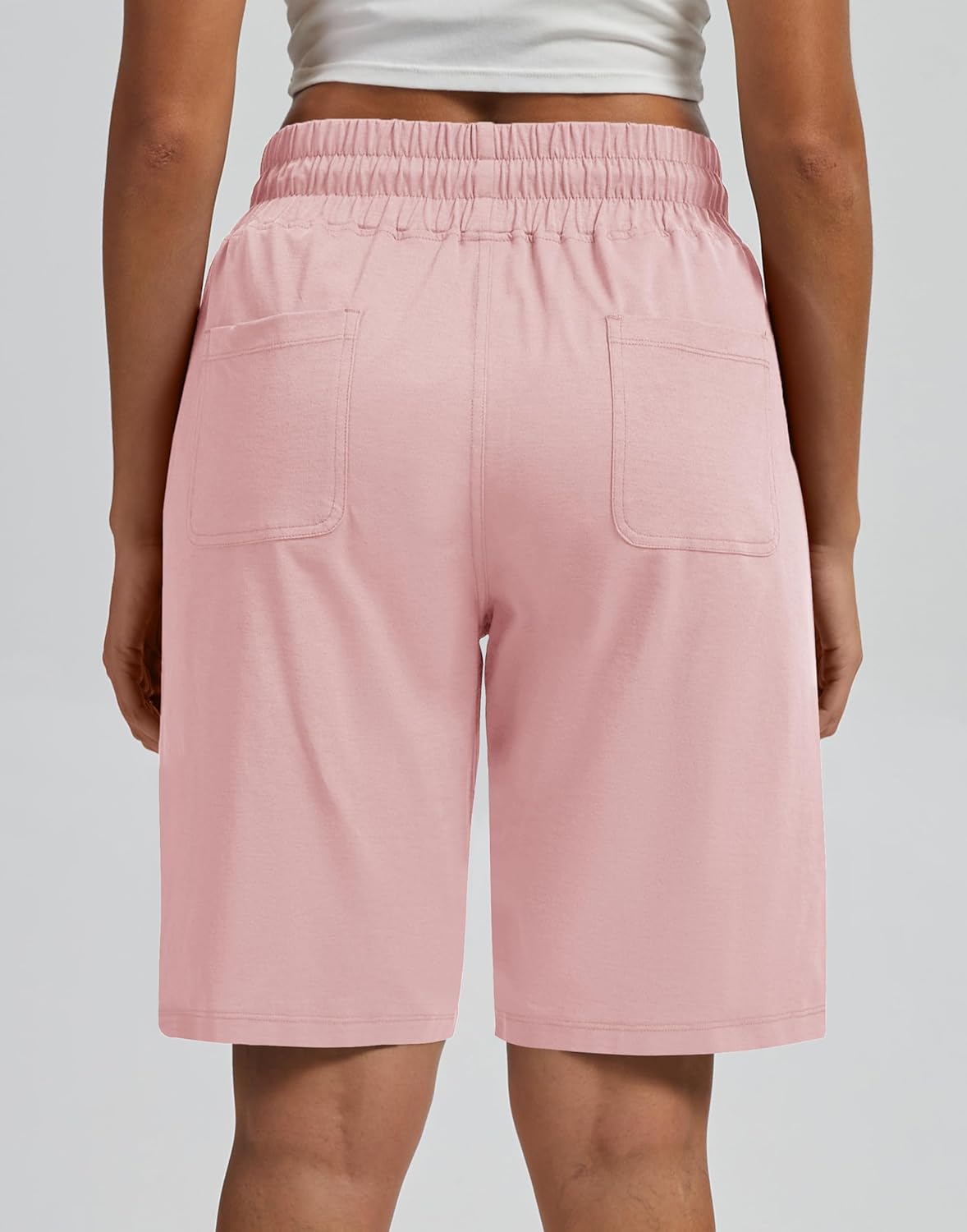 Women's Bermuda Shorts 10" Long High Waisted Comfy Jersey Knee Length Shorts with Pockets for Athletic Casual Wear - Image 4