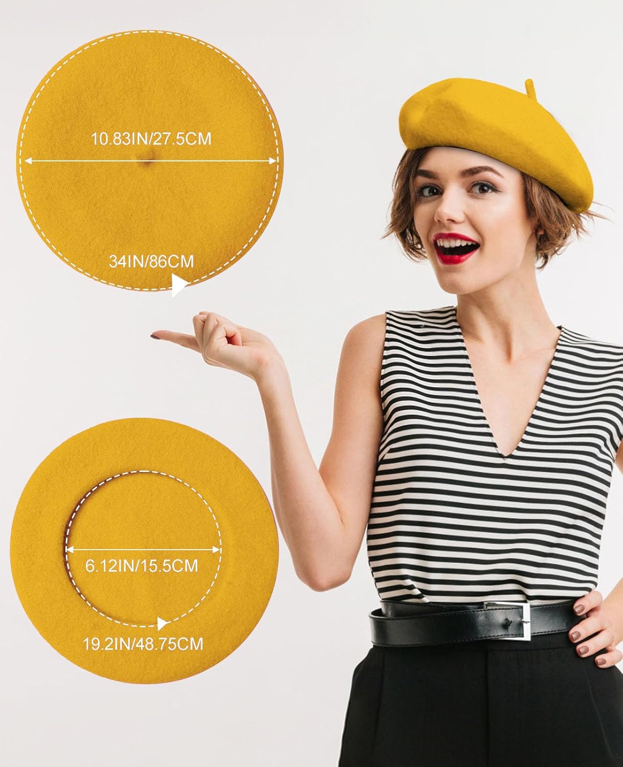 Wool Berets for Women - Classic French Beret Hats for Women and Kids, Solid Color Artist Style - Image 5