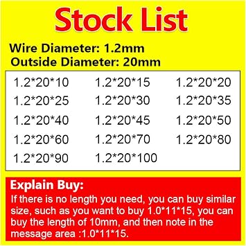 Compression Spring Extension Spring Compression Spring Pressure Spring Release Spring Return Spring Wire Diameter 1.2mm, Outer Diameter 20mm(20mm (10Pcs))