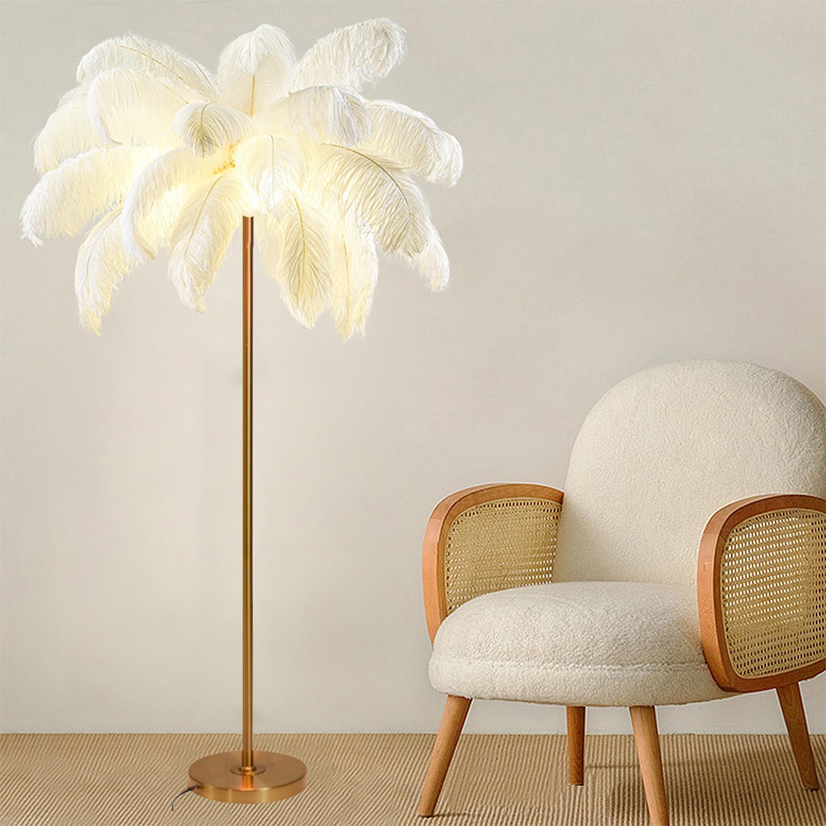 Lampe d'ambiance en plumes blanches et éclairage de lecture cosy pour chambre