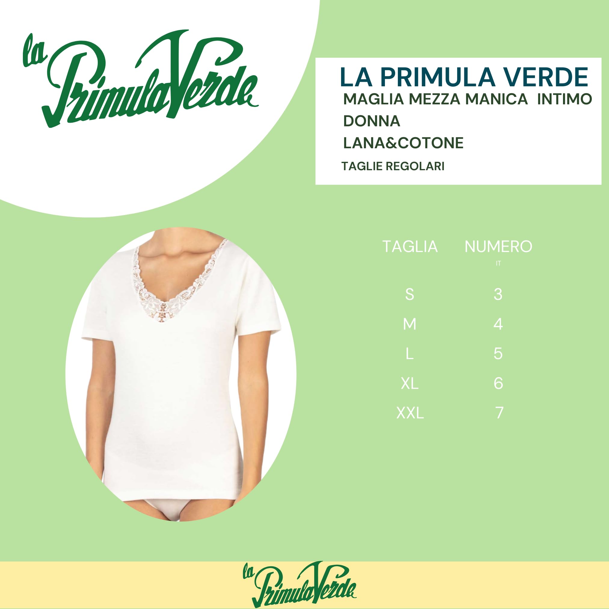 Maglia Donna Mezza Manica Lana e Cotone con Pizzo, Canotta Mezza Manica Termica Intima Donna, attività Sportiva Invernale, Caldo dalla 3 alla 8