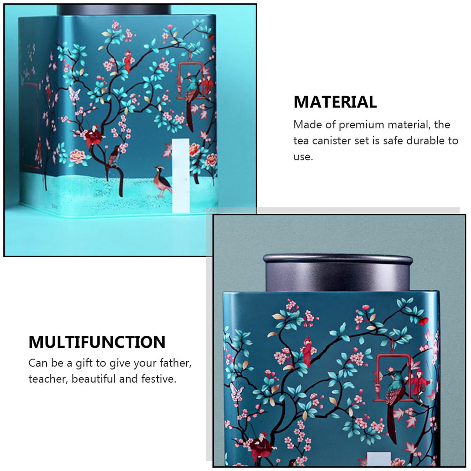 Gadpiparty Contenedor de Té Mantiene Las Hojas de Té Limpias y Secas con Bolsa de Hojalata Azul Diseño Festivo y Atractivo para Almacenamiento en Hogar