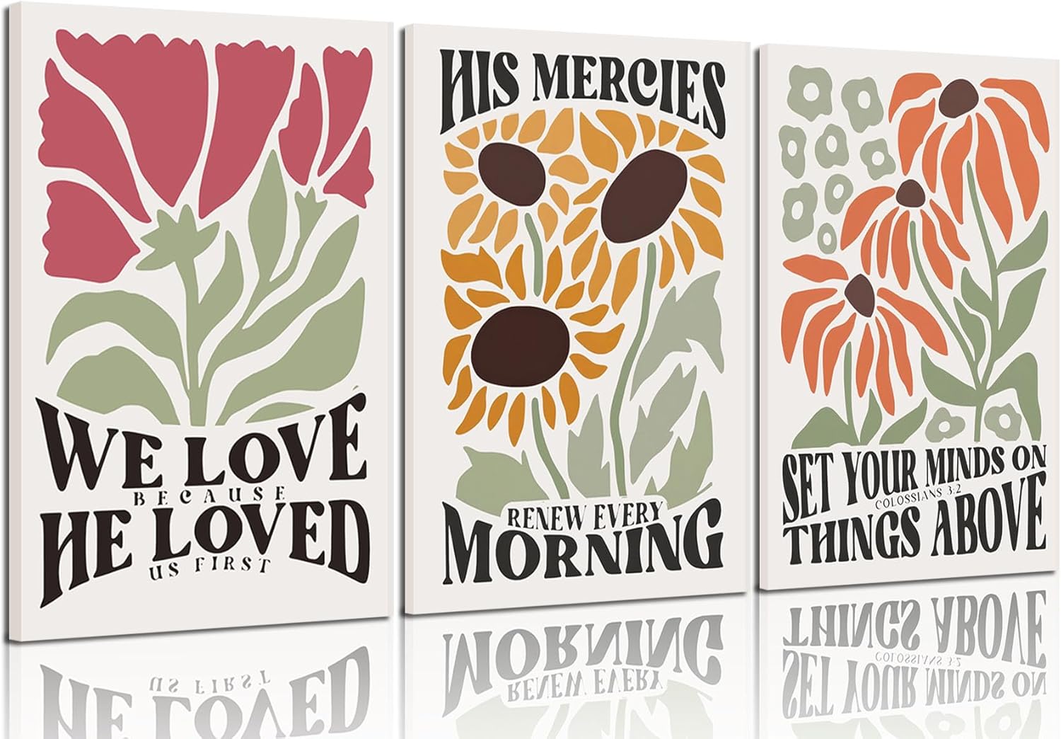 Dytila Framed Christian Bible Scripture Wall Art Set of 3, Flower Marke Pictures Wall Decor Inspirational Paintings Religious Verses Canvas Prints, Artwork for Christian Women & Teen Girls 16x24 in Flower Canvas 16x24 in