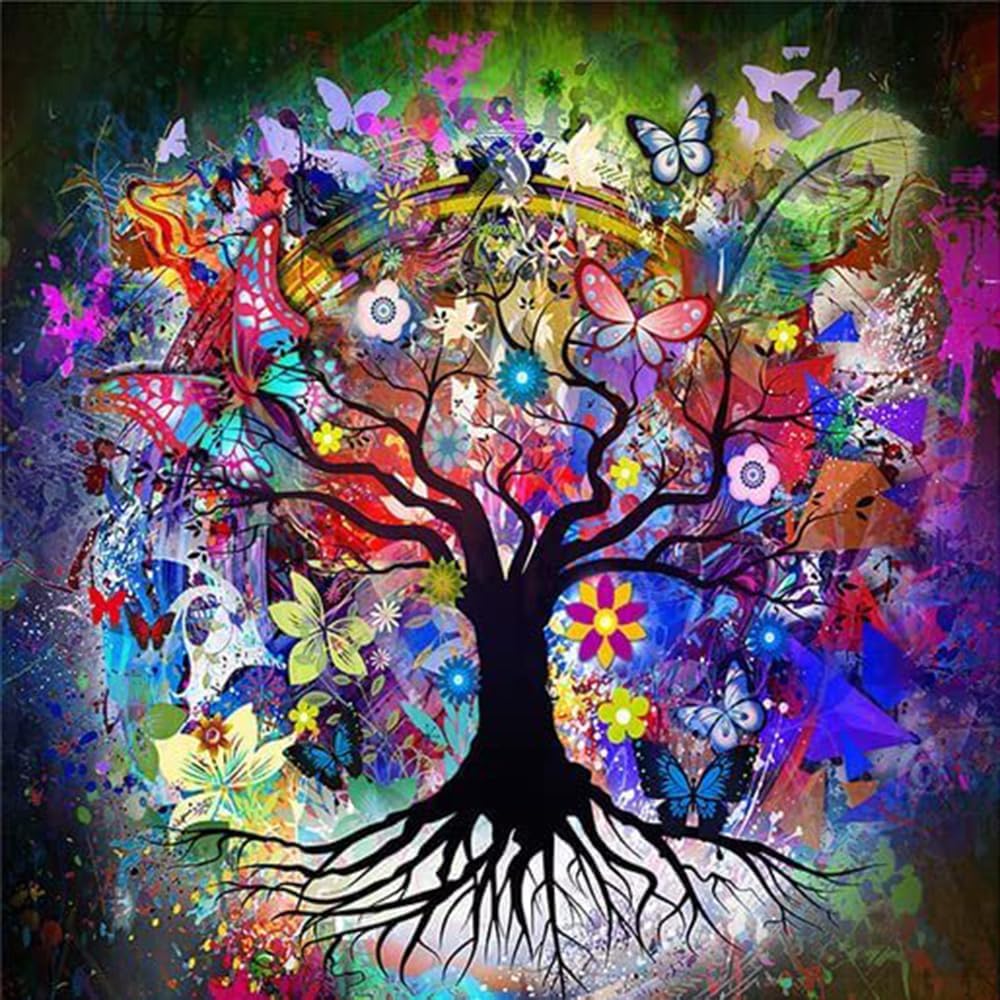 Islmlisa 5D Diamond Painting Kit,Full Drill Diamond Painting with Round Diamond Painting kit Tree of Life Painting for Home Decoration 12x16in (C)