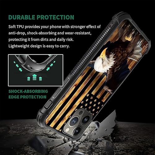 Vista 584 de Funda compatible con iPhone 13 Pro, diseño de patrón para iPhone 13 Pro, fundas para mujeres y niñas, Betsy Ross 13 estrellas de madera con bandera