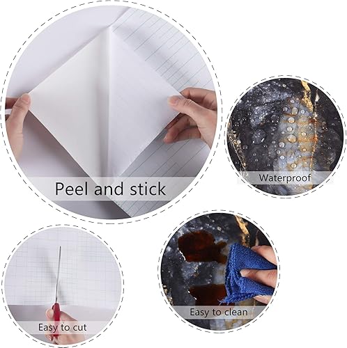 Miniatura 8 de Papel de cotact para encimeras de despegar y pegar, papel de contacto de mármol mate para salpicaduras, papel tapiz impermeable para baño, papel