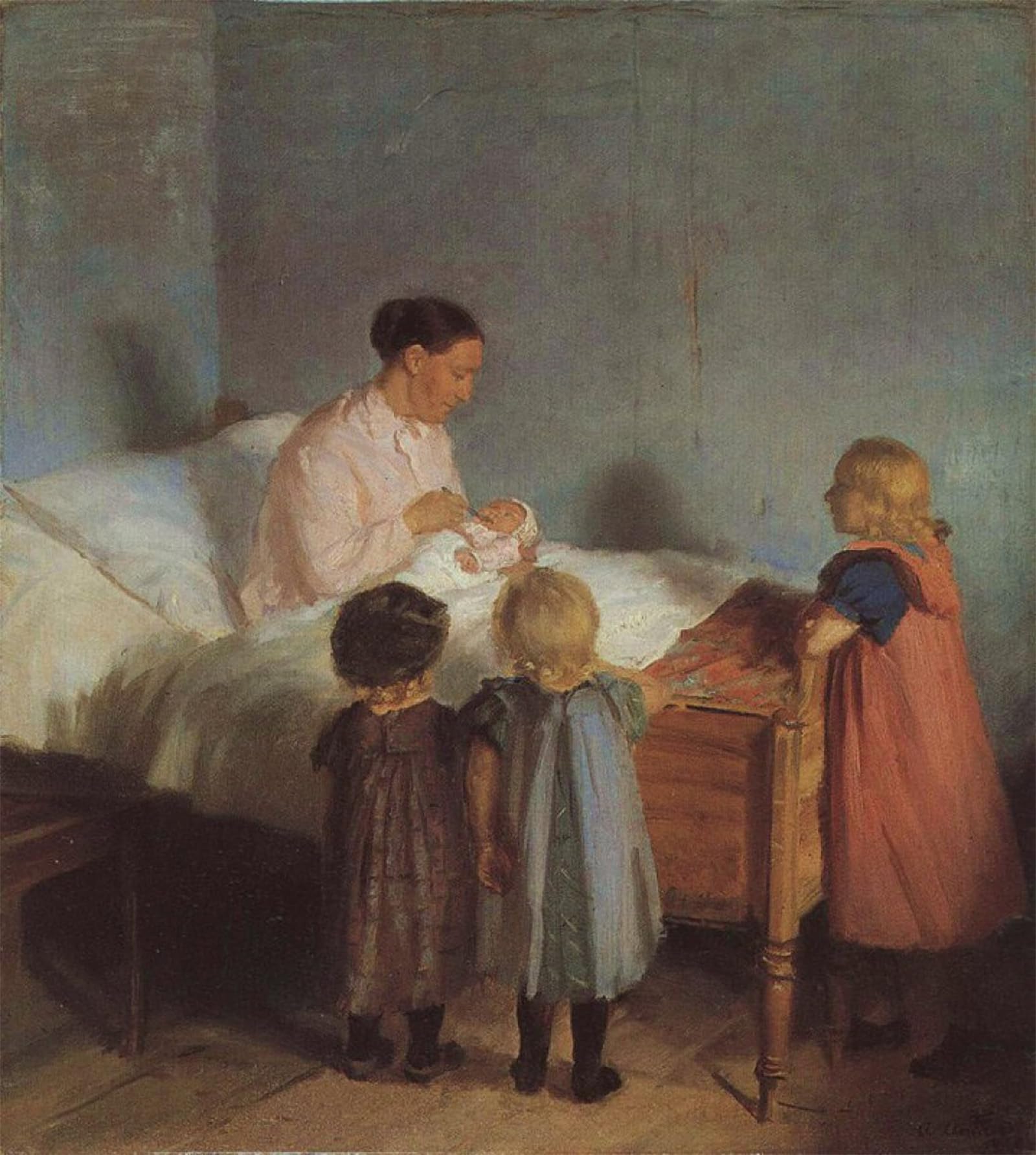 HRJUBWREE Vintage Poster Photo Wall Print Mural Artwork Little Brothern by Anna Ancher Art Prints Painting for Office Decor 60x90cm