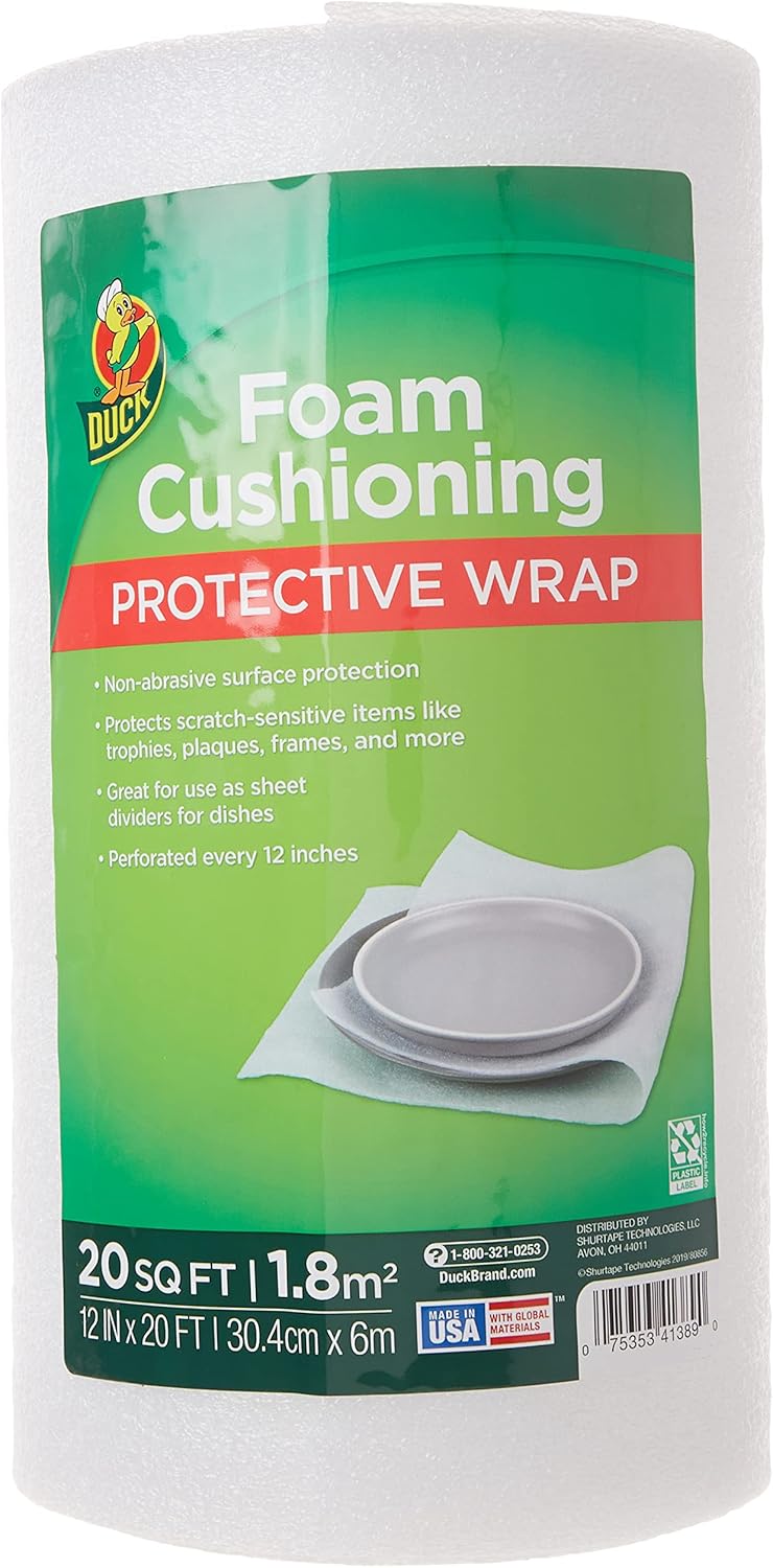 Duck Brand Foam Cushioning, 12 Inches x 20 Feet, White (283614) : Everything Else