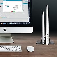 Vista 4 de Soporte vertical de doble ranura para laptop o tableta, ahorra espacio para MacBook Laptop Chromebook Tablet, Smartphone (negro)