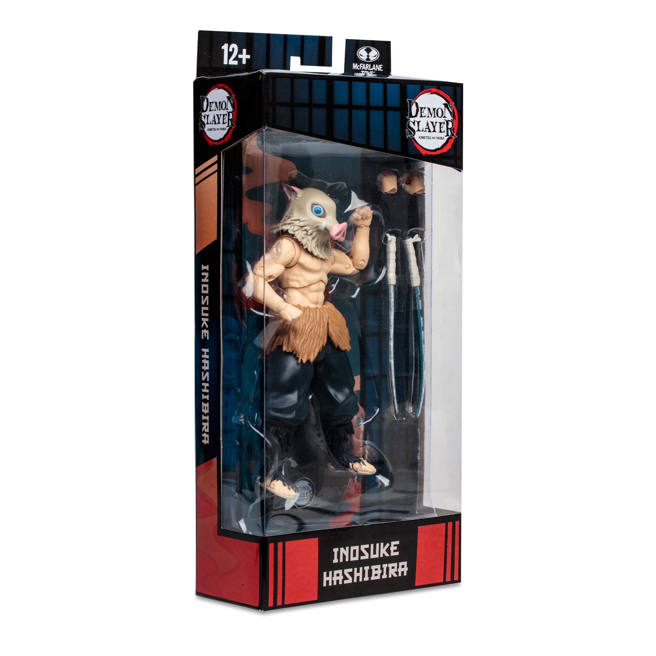 McFarlane Toys Demon Slayer - Action Figure Inosuke Hashibira, da collezione altamente dettagliata, con 22 punti di articolazione, mani alternative, spade e base espositiva