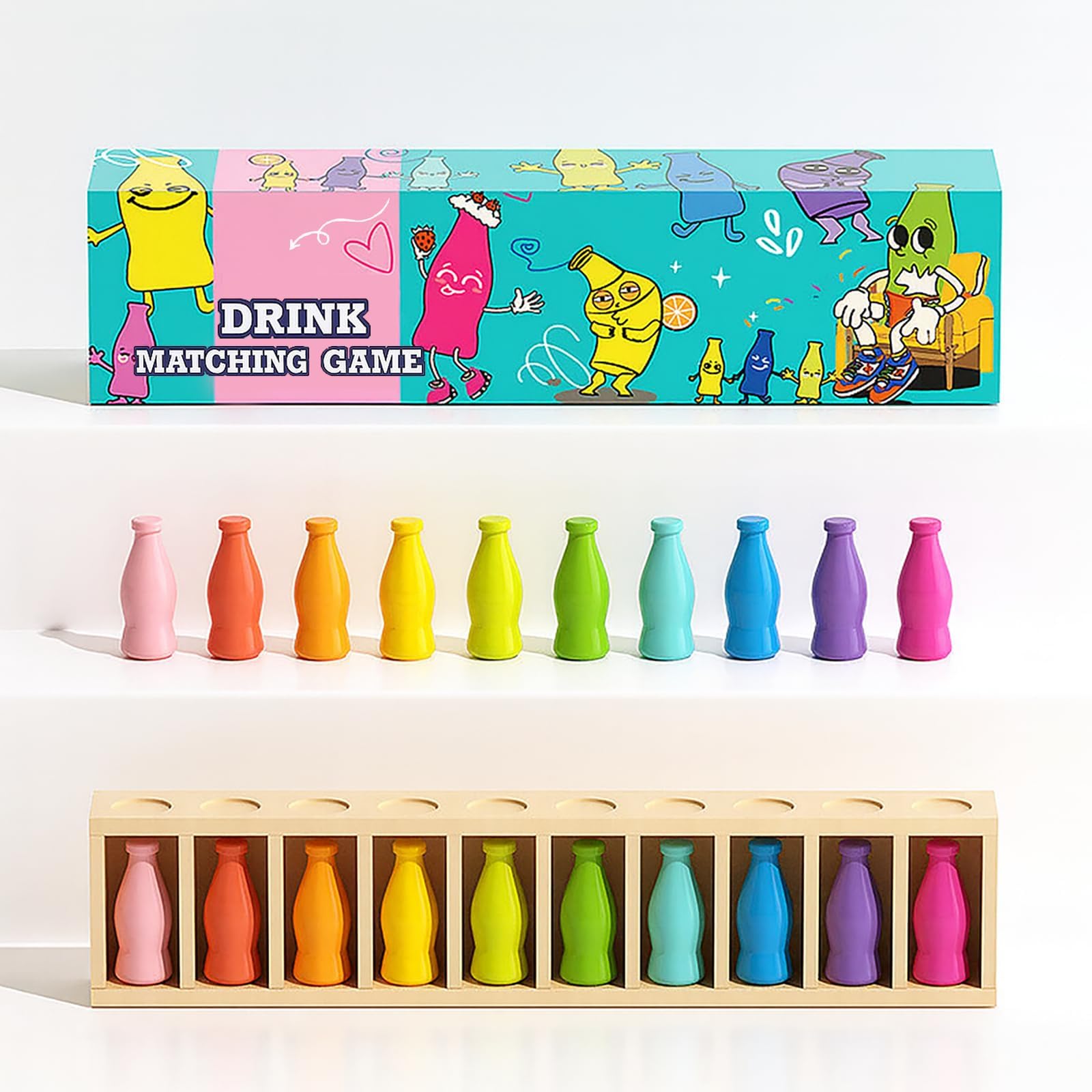 Juego de combinación de colores de botella, divertido juego de mesa familiar para niños de 8 a 12 años, juego de 2 a 4 jugadores para niños y adultos, perfecto para viajes, camping, vacaciones