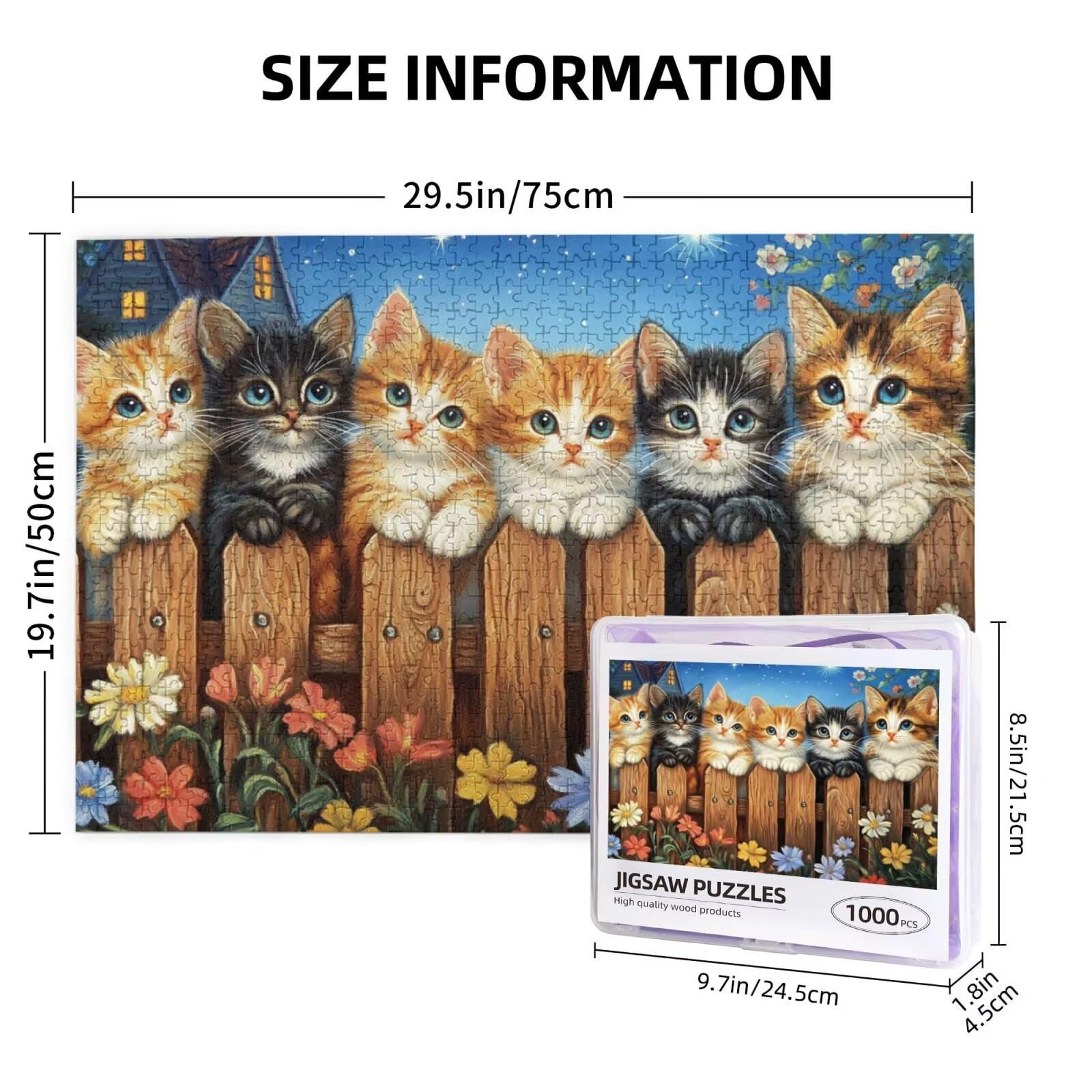 Puzzle kot, 3000 elementów, puzzle kwiatowe dla dorosłych, z pudełkiem na prezent, "zrób to sam", duże drewniane puzzle dla dorosłych, gra zręcznościowa dla całej rodziny, prezenty dla kobiet, 81 x