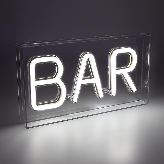 Global Gizmos Neon Signs / Acrylic Box Lights / Energy Efficient LED Lights / USB Powered / 3 Unique Designs (Bar)