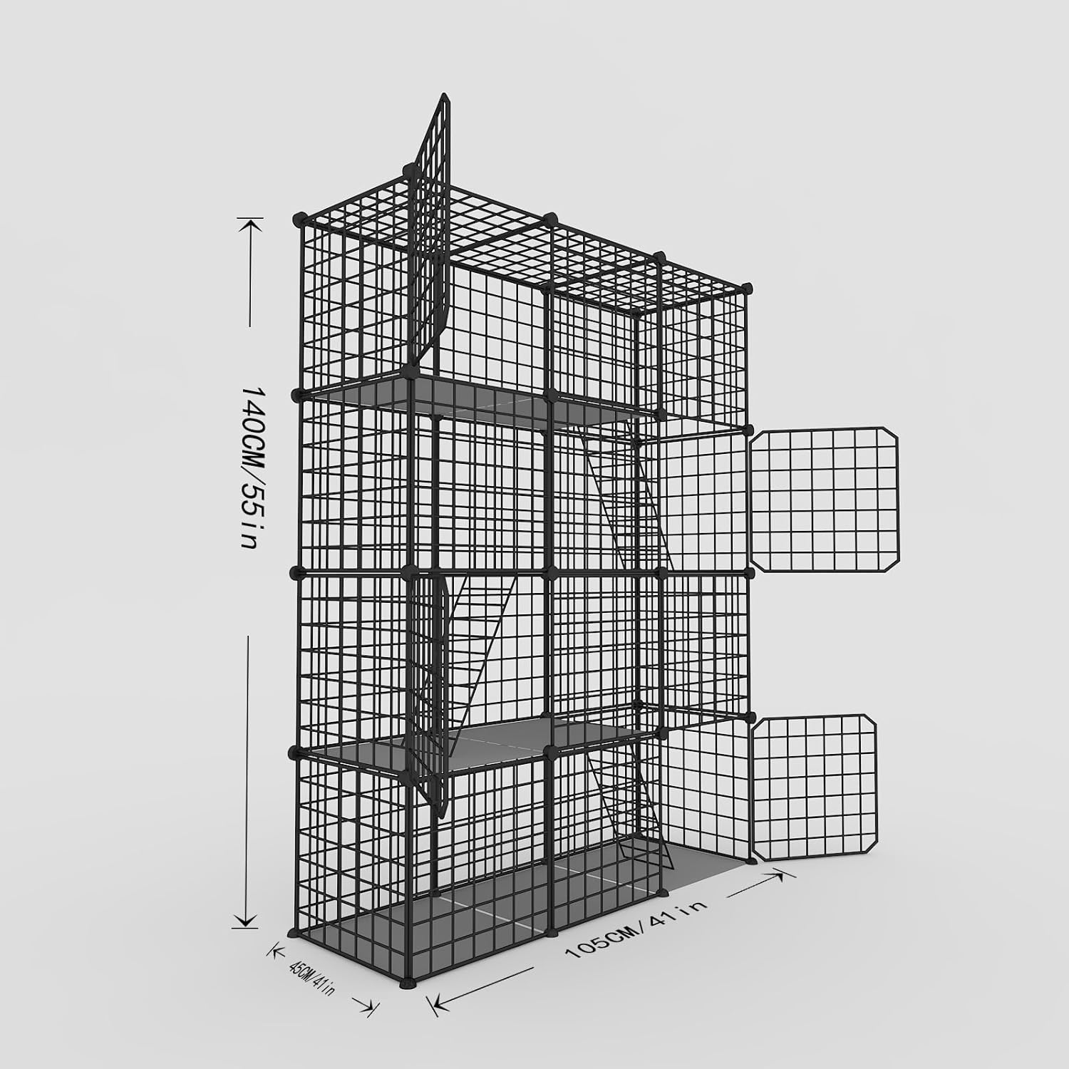 Cat Cages Indoor Enclosure with Plastic Platforms, Cat Playpen Catio Detachable Metal Wire Kennels Cats Crate Large Exercise Place Ideal for 1-3 Cats