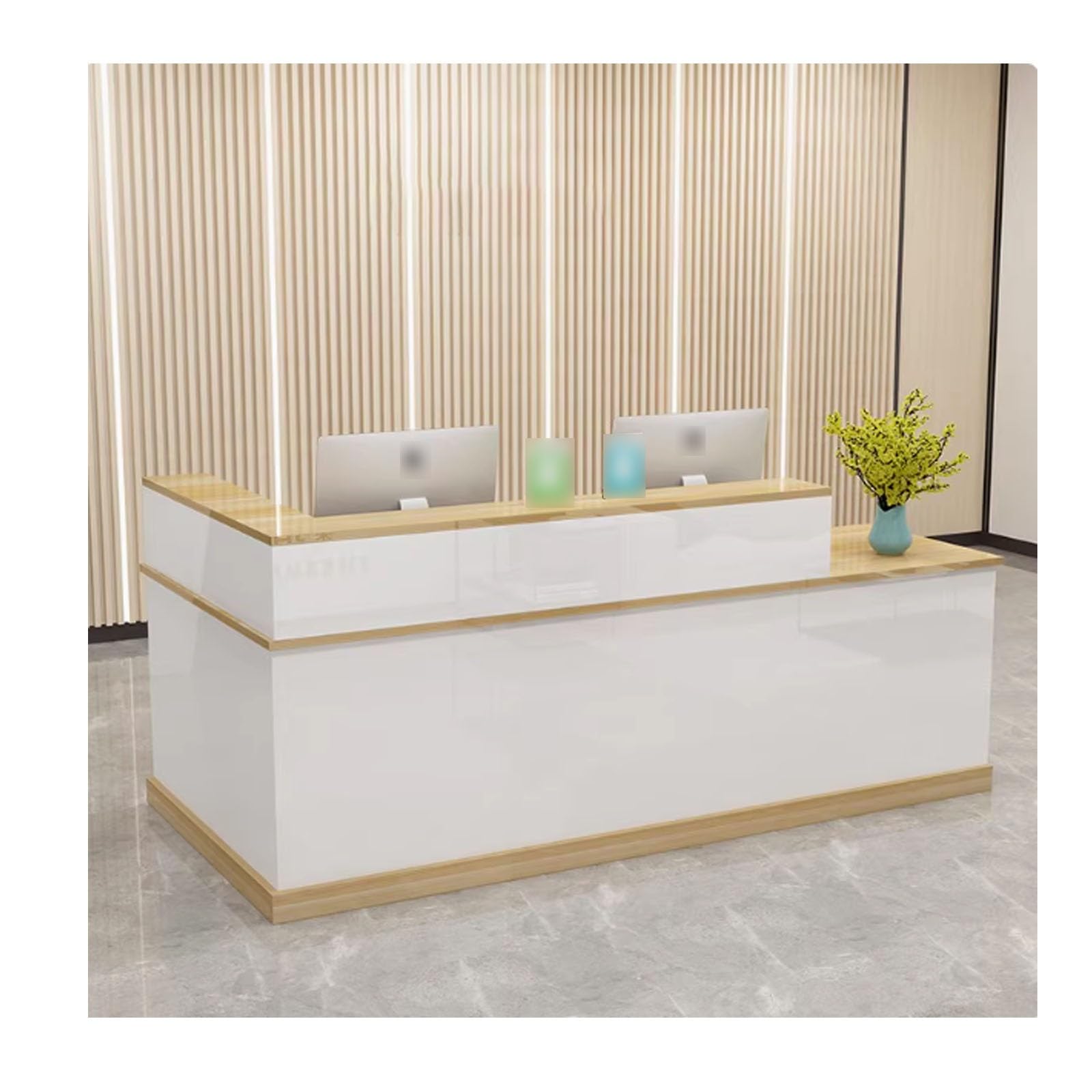 L-Shaped Reception Desk with Lockable Drawers – Open Front Office Counter Table for Salon & Retail Maple Finish Right Orientation 140CM (55.1") – Modern Reception Furniture