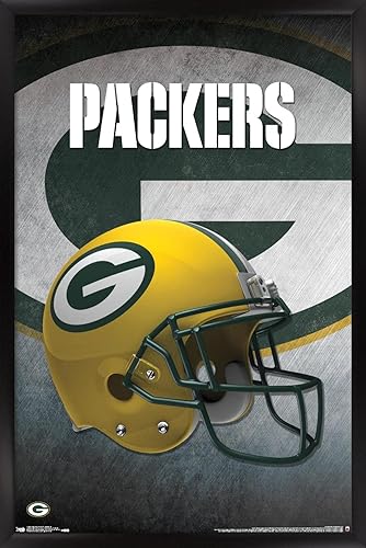 Miniatura 7 de Trends International NFL Green Bay Packers - Póster de pared con casco 16, 22.375 x 34 pulgadas, versión enmarcada de madera de granero