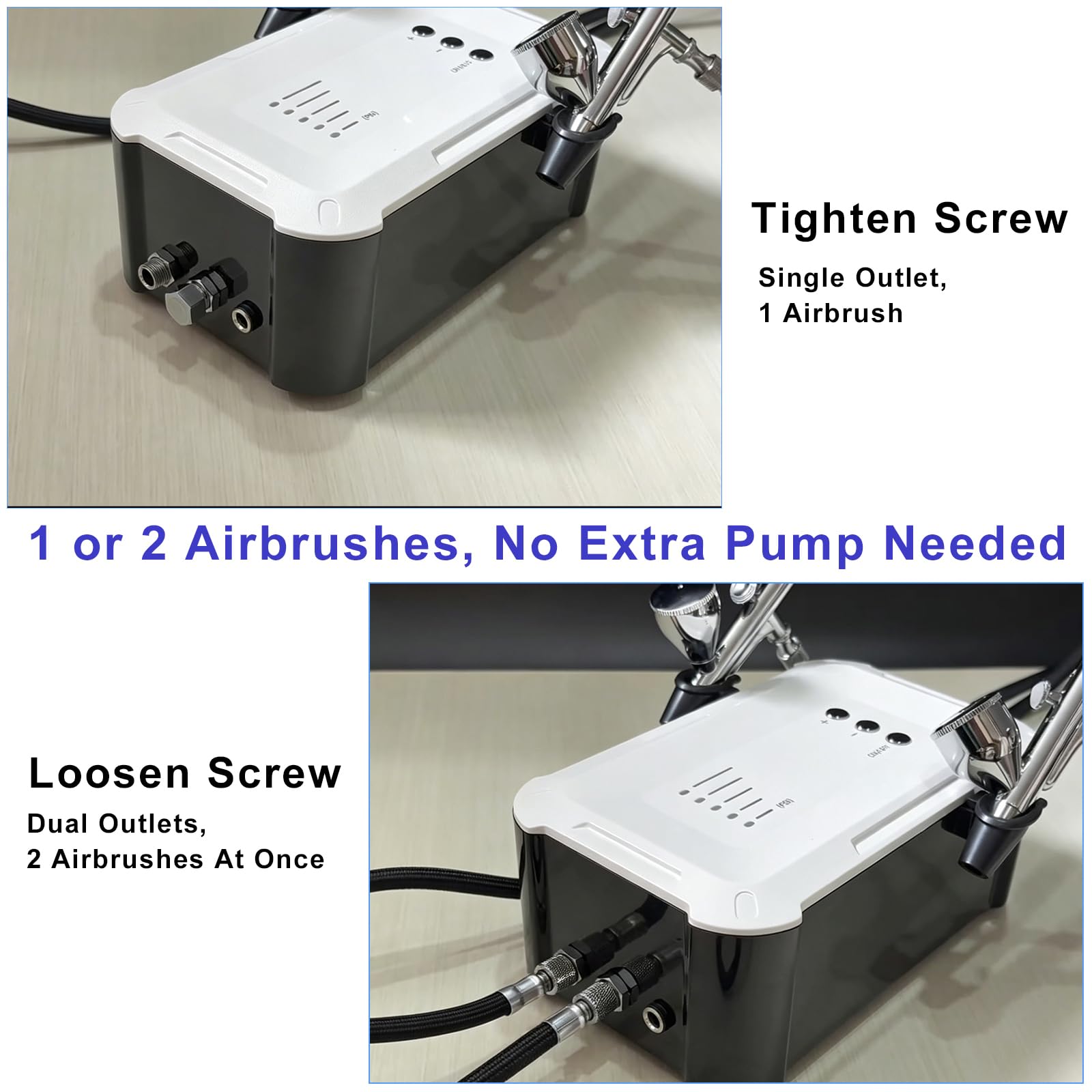 Kit de aerógrafo de 55 psi con compresor, 5 engranajes, para detalles finos a trabajos de gran área, compatibilidad dual con aerógrafo para eficiencia, ideal para decoración de pasteles de fondant