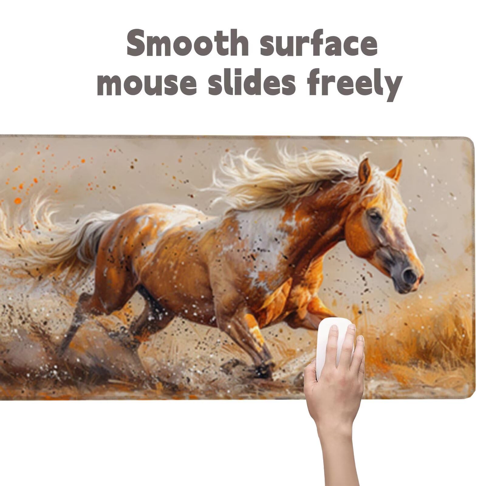 Brązowa podkładka pod mysz XXL 1200x600, podkładka pod mysz pod mysz koń wodoodporna, mysz z antypoślizgową podstawą, pod ręką szyte krawędzie, akcesoria do gier, prezent męski H2-588