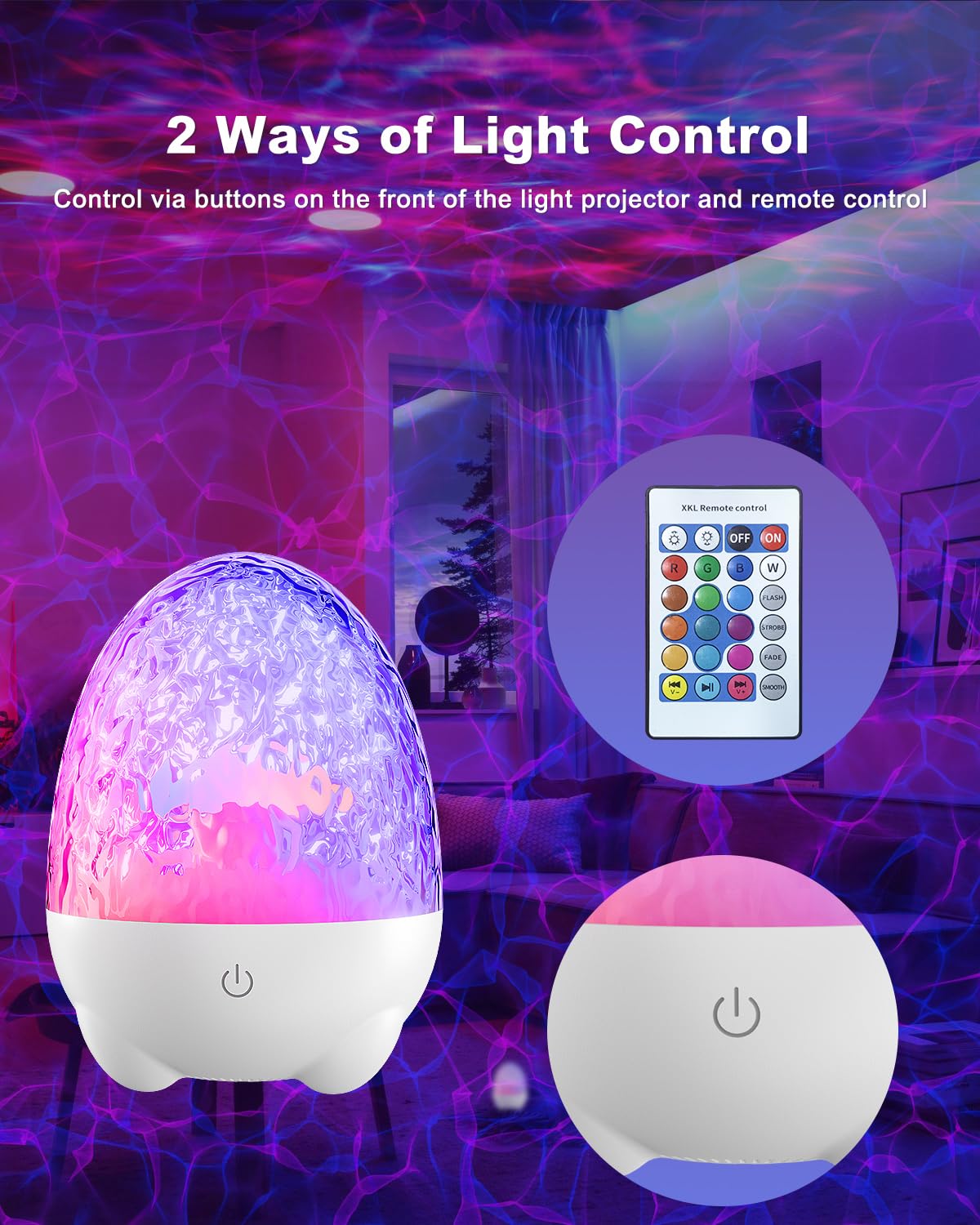 Proiettore LED Girevole a 360° con Controllo Touch e Telecomando Proiettore LED Girevole a 360° con Controllo Touch e Telecomando