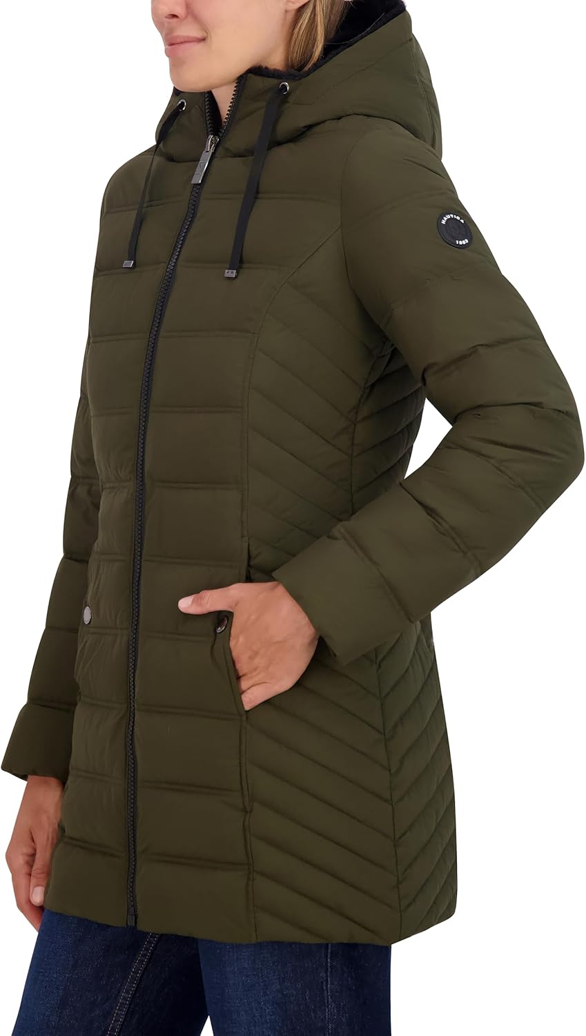Nautica Women's Stretch Puffer Jacket With Faux Fur Lined Hood – Wind & Water-resistant Winter Coat - Image 3