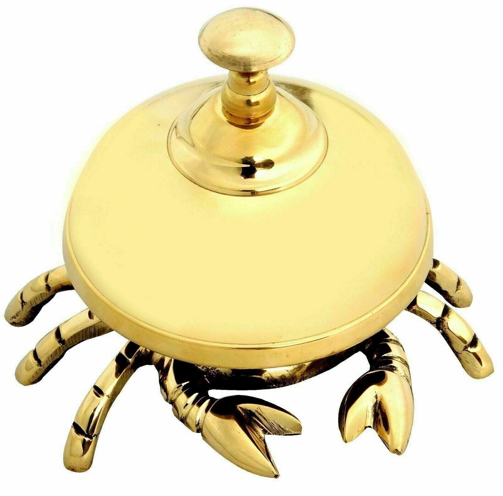 Cloche crabe en laiton de prestige pour comptoir et réception
