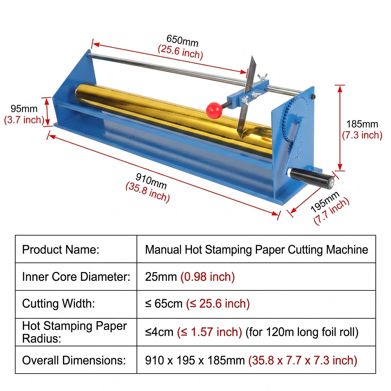 Taglierina Manuale per Fogli di Alluminio, Macchina Multifunzione per Il Taglio di Rotoli per Stampa, imballaggio, Ufficio, Scuola - Taglia Carta, Vinile PU, ECC.